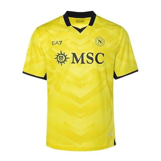 Ssc napoli set gara junior portiere home, ea7 prodotto ufficiale, maglia e pantaloncino gara calcio bambini 2024/2025-14 anni