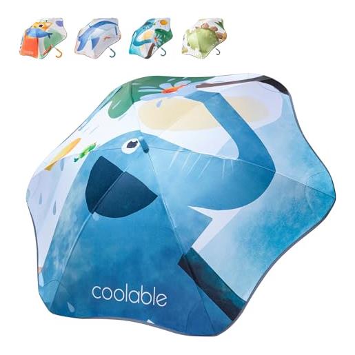 coolable ombrello per bambini modello animale upf50+ design a strisce riflettenti adatto a bambini e bambine di età superiore ai 3 anni(elefante)