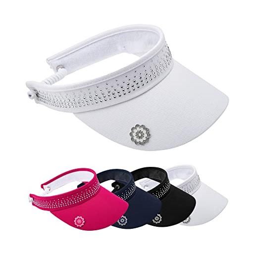 Surprizeshop womens golf embellished crystal visor visiera, bianco, taglia unica donna
