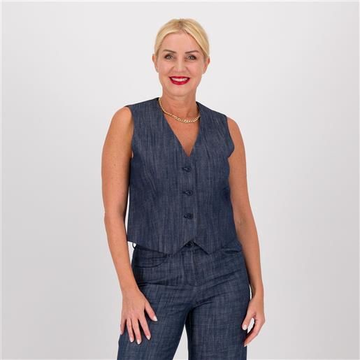 Extesa gilet in jeans con scollo a v e bottoni