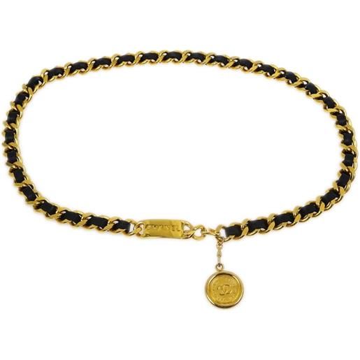 CHANEL Pre-Owned - cintura medallion anni '90-2000 - donna - pelle/placcatura in oro - taglia unica - nero