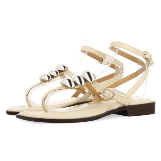 GIOSEPPO Oakdale - Sandali Bassi Donna In Pelle Con Corda E Maxi Pietra, Colore Nero - 2