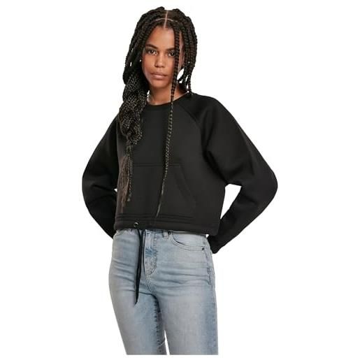 Urban Classics ladies oversized short raglan crew, felpa donna, nero (black 00007), x-large