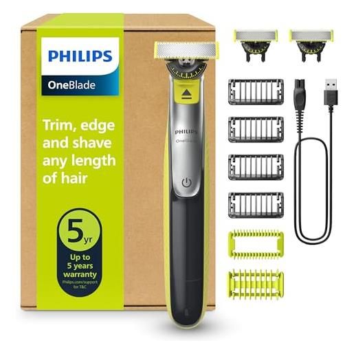 Philips one. Blade qp2834/31 - regolabarba elettrico 360 autentico, per viso e corpo, 3 lame da 360, 4 pettini per barba (1, 2, 3, 5 mm), 1 kit per il corpo