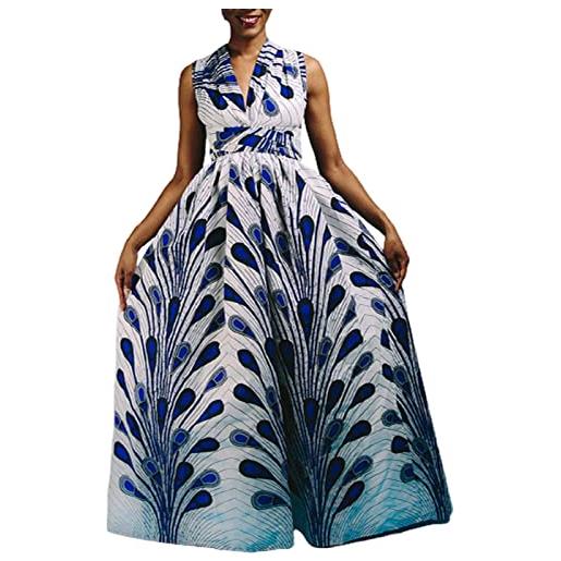 Cocila kaftan abiti da donna plus size stampa da donna africana fai-da-te multi-vestito con cinturino sexy con spacco centrale veste (gold, s)