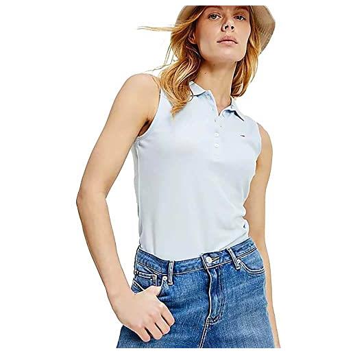 Tommy Hilfiger polo da donna slim no sleeve, breezy blue, s