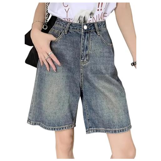 ORANDESIGNE pantaloncini donna jorts estivi jeans corti vita bassa shorts jeans con tasca estate pantaloni corti baggy pantaloni casual bermuda shorts h blu l streetwear