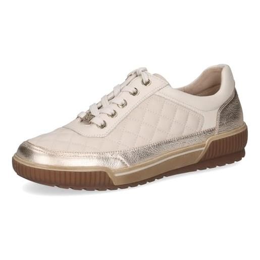 CAPRICE sneaker da donna bassi in pelle con lacci, bianco (offwhite comb), 38,5 eu