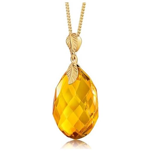 Collana Ambra Naturale Ciondolo Cuore Ambra Baltica - Argento 925 Con Fiocco Giallo Naturale Pendente Cuore Argento - 3