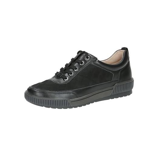 CAPRICE sneaker da donna bassi in pelle con lacci, nero (black comb), 37 eu