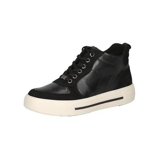 CAPRICE sneaker da donna alti in pelle con cerniera, nero (black comb), 37 eu