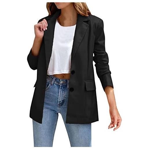 Generic giacca da donna in vera pelle elegante giacca da donna in pelle nera lunga giacca in pelle casual sottile classica senza colletto autunno maniche lunghe cappotto giacca da motociclista giacca estiva