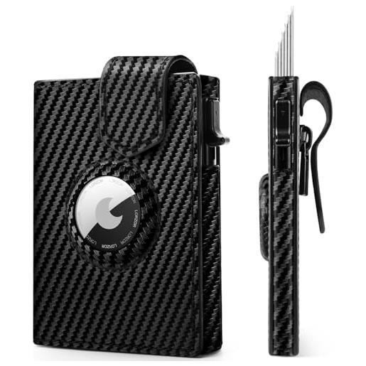 Portafoglio Uomo Con Airtag E Blocco RFID - Compatto, Alta Capacità, Chiusura Magnetica, Nero Lucido - Foto 9