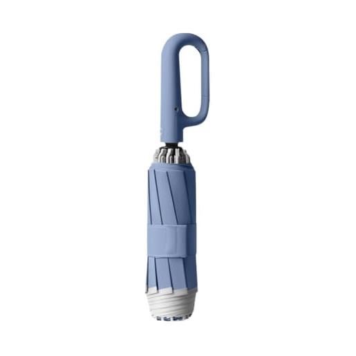 EIRZNGXQ ombrello automatico con fibbia ad anello, antivento e pieghevole, portatile per pioggia e sole, striscia di sicurezza riflettente, robusto