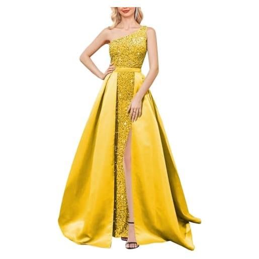 KURFACE abiti da ballo con paillettes monospalla per le donne abito da sera formale lungo abito da sera formale wsx471 vino rosso uk12