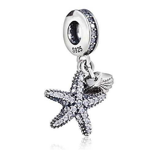 YiRong Jewelry charm a forma di stella marina, in argento sterling 925, per braccialetti pandora