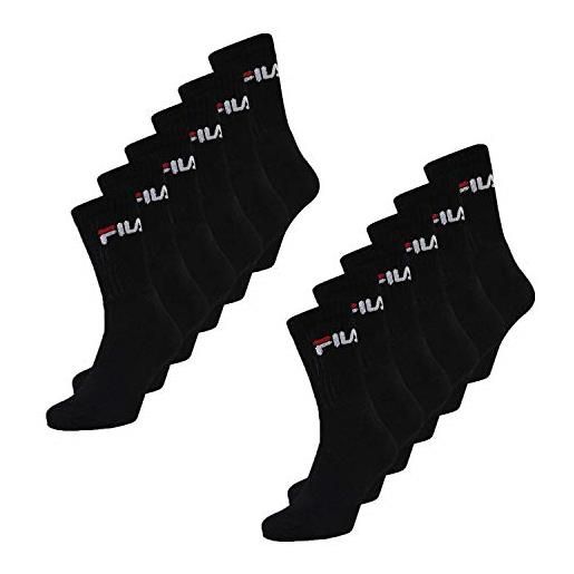 Fila, 12 paia di calze corte sport in cotone spugna. Nero 43/46