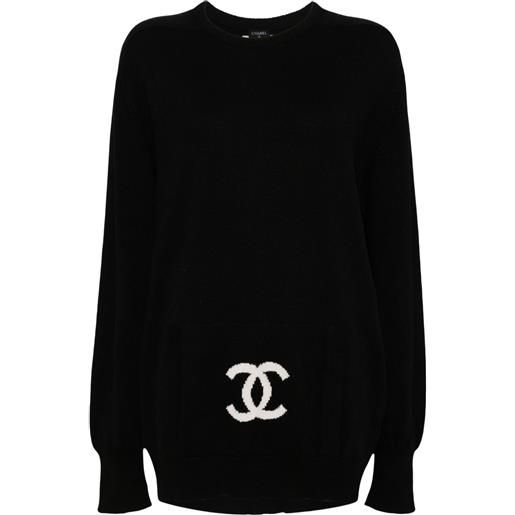 CHANEL Pre-Owned - maglione con logo 1990-2000 - donna - cotone - taglia unica - nero