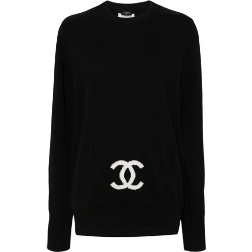 CHANEL Pre-Owned - maglione in cashmere 1990-2000 - donna - cashmere - 38 - nero