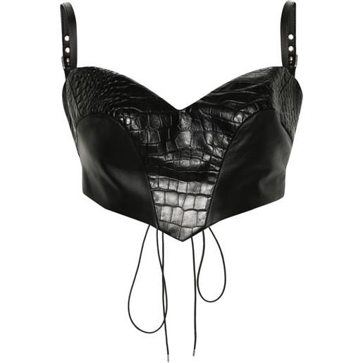 MITILIANE COUTURE top con effetto coccodrillo - nero
