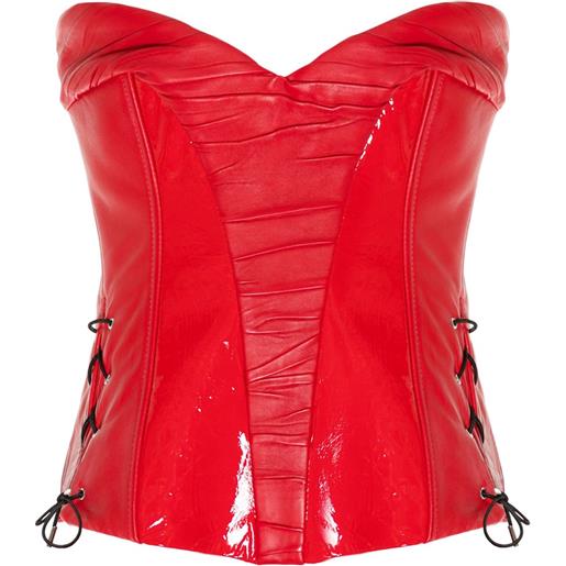 MITILIANE COUTURE corsetto con inserti in pelle verniciata - rosso