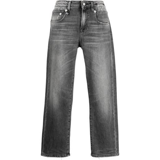 R13 jeans crop con effetto vissuto - grigio
