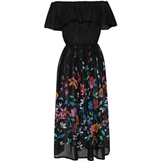 Bambah abito hibiscus con spalle scoperte - nero