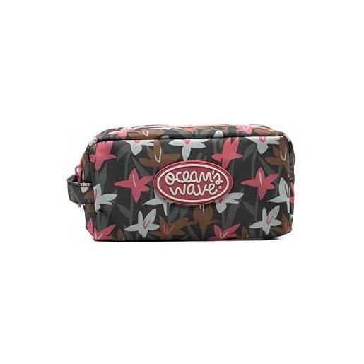 Ocean's Wave - beauty case da bagno per oggetti grandi - misure 10 x 23 x 12 cm - beauty case da viaggio con 1 cerniera, 2 scomparti e maniglia laterale - design unisex, multicolore, inda