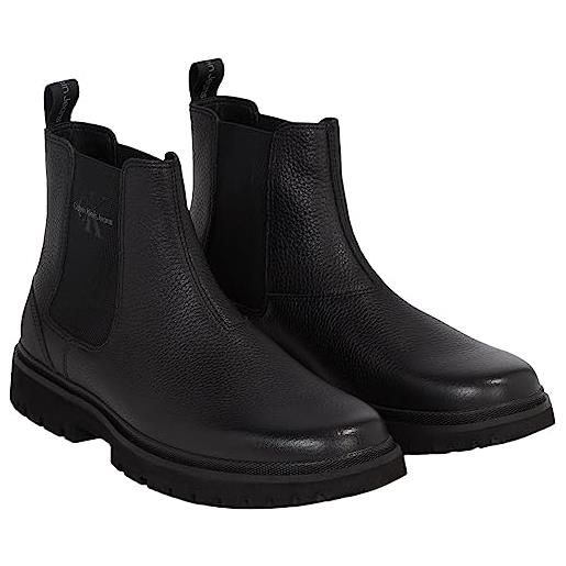 Calvin Klein uomo stivaletti chelsea eva mid in pelle, grigio (charcoal grey), 41
