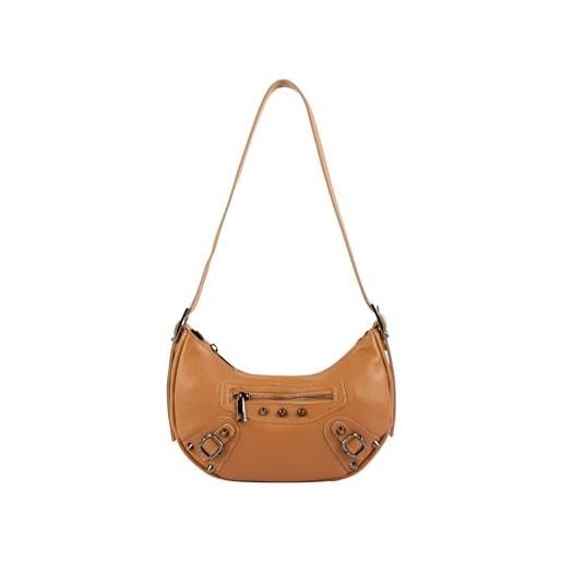 StyleBREAKER Borsa A Tracolla A Mezzaluna Donna – Ecopelle Monocolore Con Cintura Regolabile A Zig-Zag, Unicolor, 23x16x7 Cm, Versatile A Spalla O Crossbody