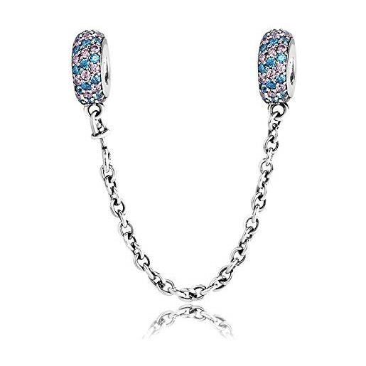 LES FOLIES DI PAOLA GRIECO charm chiusura sicurezza zirconi crystal celeste in argento 925 - les folies per pandora