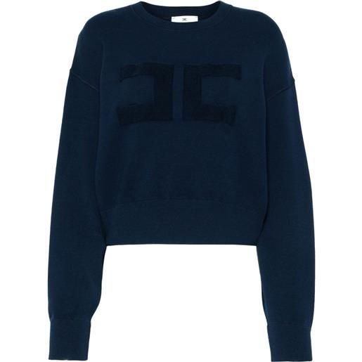 Elisabetta Franchi felpa crop con ricamo - blu