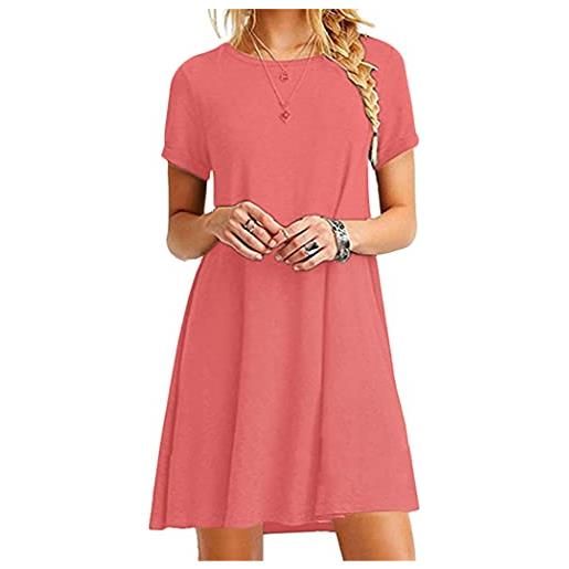 OMZIN donna abito estivo tunica camicia abiti abito abito manica corta abiti larghi cachi xl
