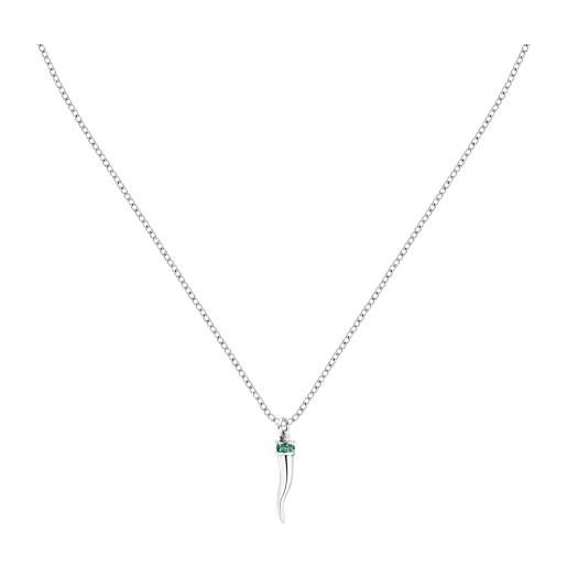 Morellato collana uomo in acciaio e cristalli con pendente cornetto, collezione motown, regalo uomo