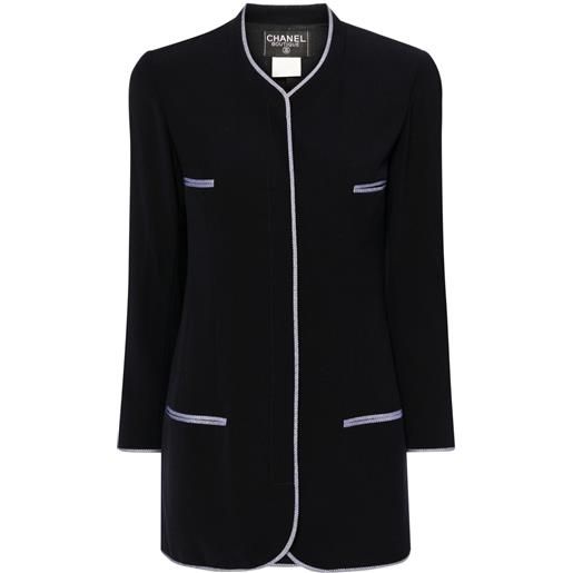 CHANEL Pre-Owned - giacca pesante - donna - seta/lana - 34 - blu