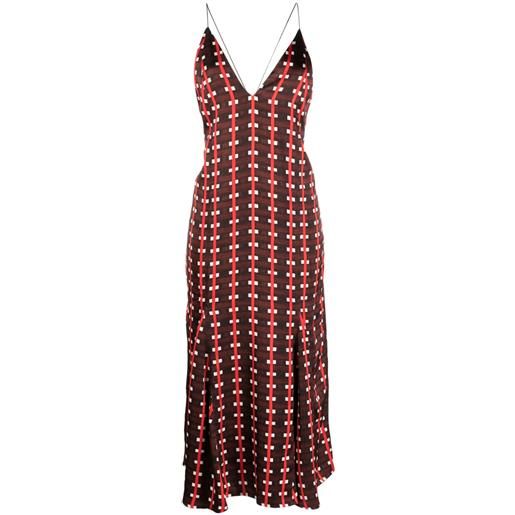 Wales Bonner abito lungo con scollo a v - marrone