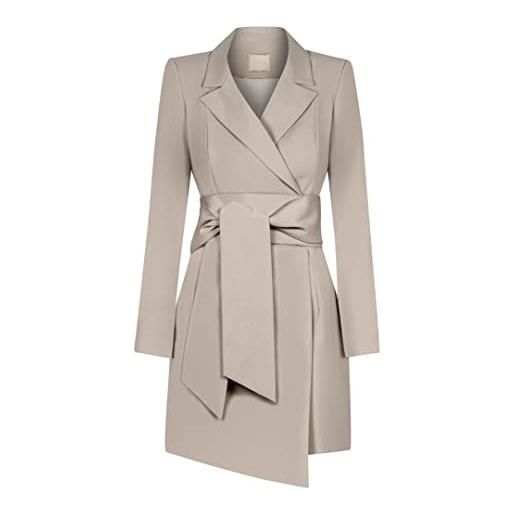 Swing Fashion rocky | beige mini donna elegante festivo festa sera | abiti da sposa | abito corto vestito | sexy | scollo a v | manica lunga 36 (s), s