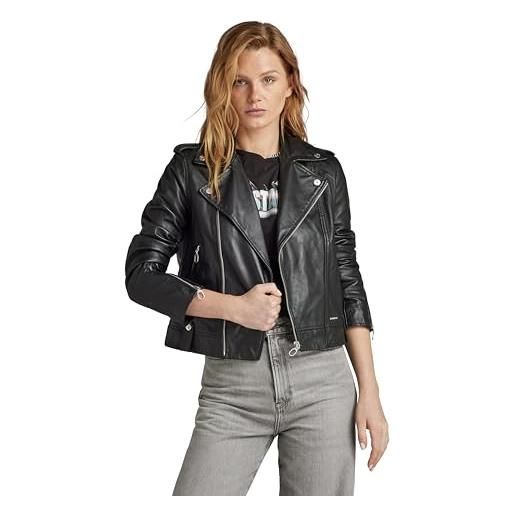 G-STAR donna leather biker jacket, nero (dk black d24263-d555-6484), s