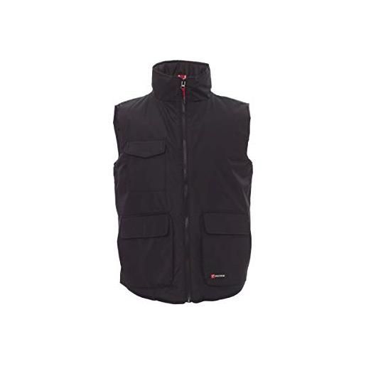 PAYPER wanted gilet giacca da lavoro unisex uomo donna 100% poliestere chiusura zip interno imbottito tasche frontali laterali porta cellulare nero/steel grey (xl)