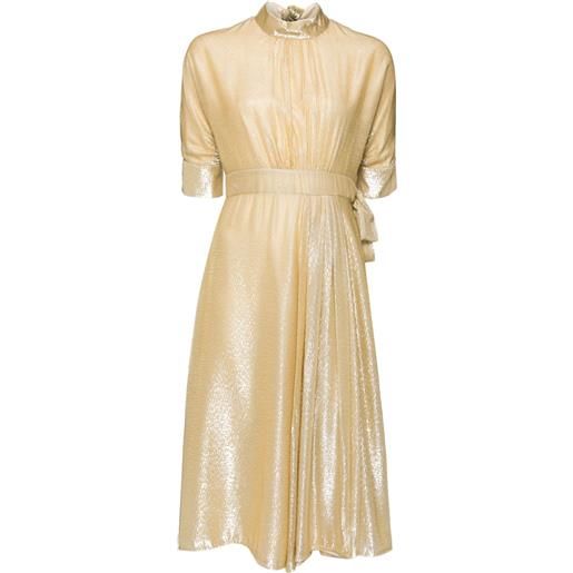 Prada Pre-Owned - abito midi - donna - poliestere/cupro/seta/seta - 42 - oro