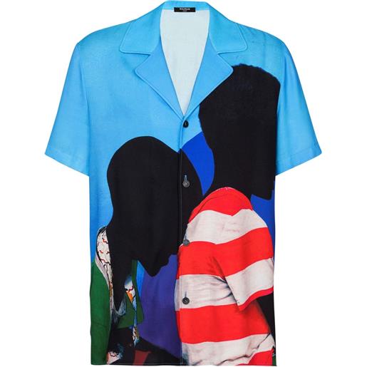 Balmain camicia pigiama con stampa prince gyasi - blu