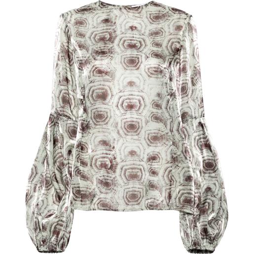 Genny blusa in organza con stampa tartaruga - verde
