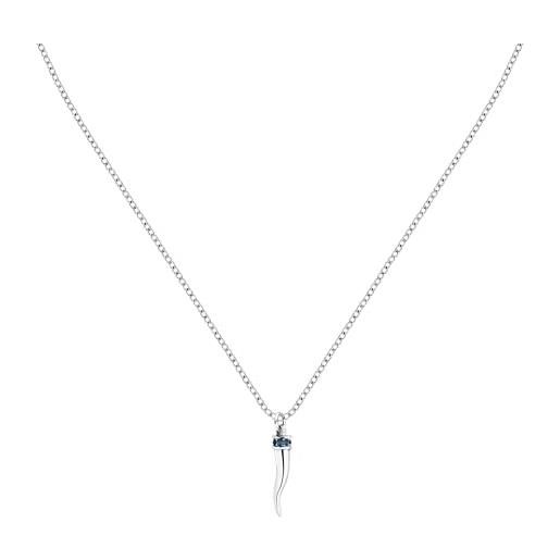 Morellato collana uomo in acciaio e cristalli con pendente cornetto, collezione motown, regalo uomo