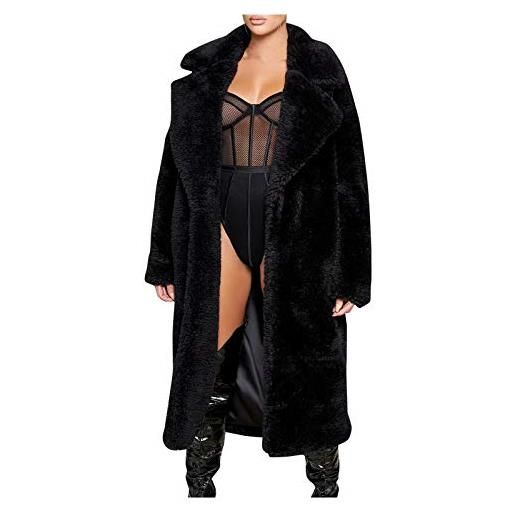 LJHH donna cappotto caldo faux fur pelliccia sintetica giacca in pile da donna giacca lunga elegante pelliccia ecologica donna tinta unita per il tempo libero giubbotto caldo morbido pelliccia artificiale