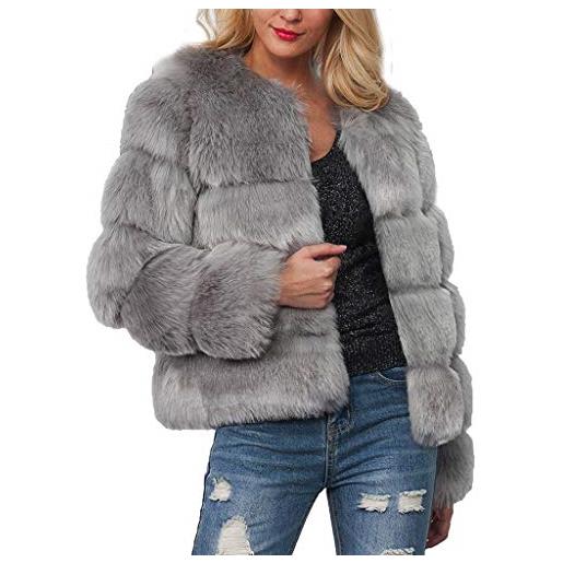 LJHH donna corta pelliccia sintetica cappotto autunno inverno casuale morbido caldo elegante ecologica pellicce finta giubbotto giacche giacca corta pelliccia sintetica donna giubbino giubbotto ragazza