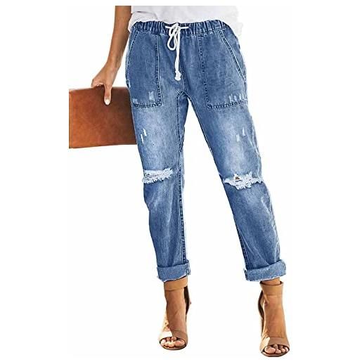 Alaster Queen jeans da donna jeans a gamba larga jeans da donna a vita alta elasticizzati blu xxl