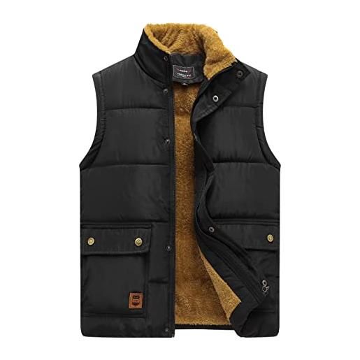 WOXIHUAN gilet invernale da uomo foderato caldo in pile smanicato piumino caldo invernale gilet imbottito trapuntato antivento giacca senza maniche con cappuccio giubbotto da lavoro