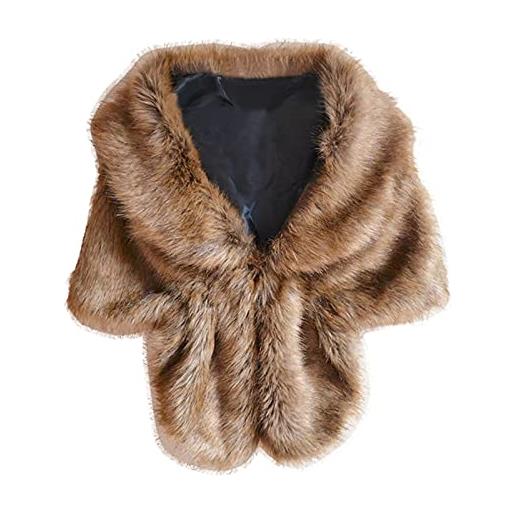 LJHH stola elegante donna in pelliccia sintetica coprispalle sposa per matrimonio invernale cerimonia damigella pelliccia ecologica