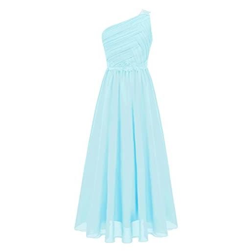 Aislor vestito lungo estivo bambina principessa vestiti da cerimonia ragazze abito da sera matrimonio ragazza abiti da comunione festa compleanno 5-16 anni azzurro 15-16 anni