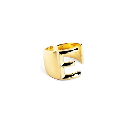 SINGULARU - anello personalizzato letter signet. Massiccio regolabile. Ottone con finitura placcata oro 18kt. Taglia unica. Gioielli da donna. Lettera e